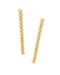 Nydia Linear Earrings w/White Crystal in Silver or Gold