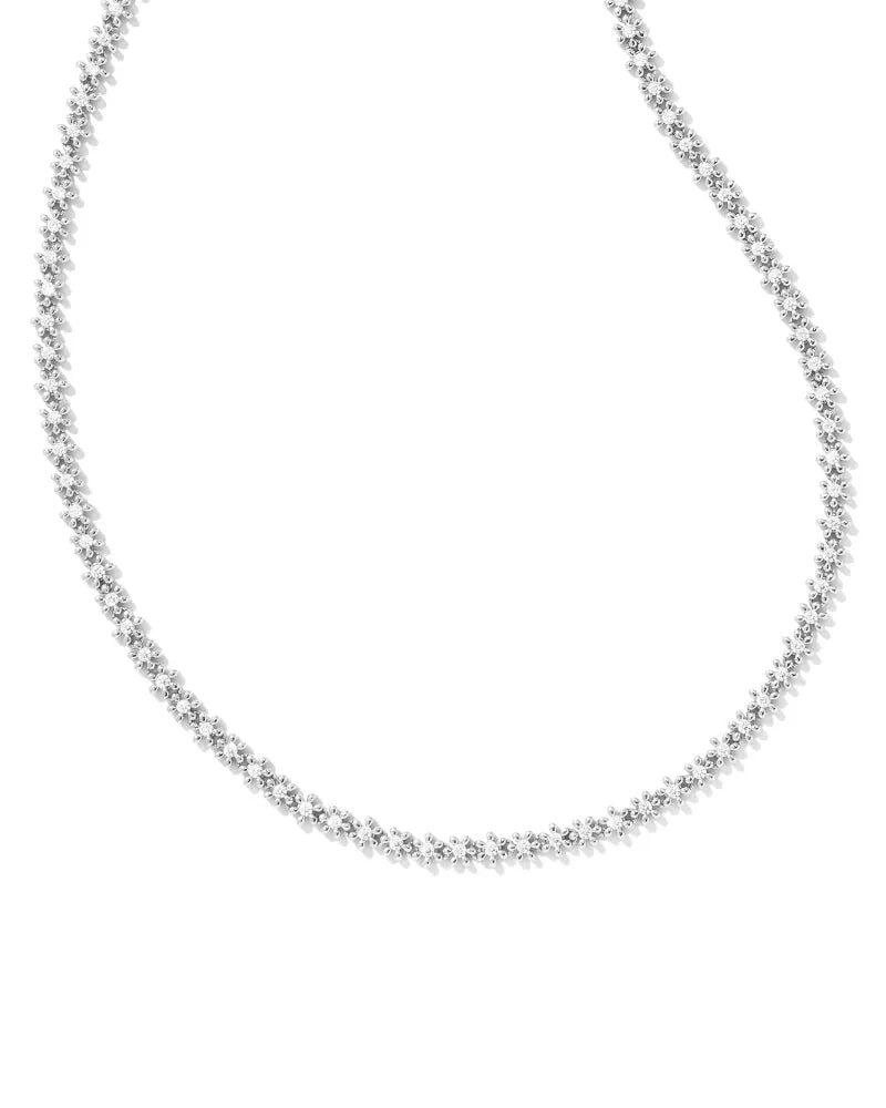 Nydia Strand Necklace in White Crystal in Silver or Gold