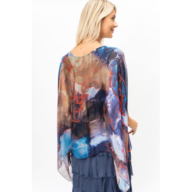 Marble Print Silk Blouse