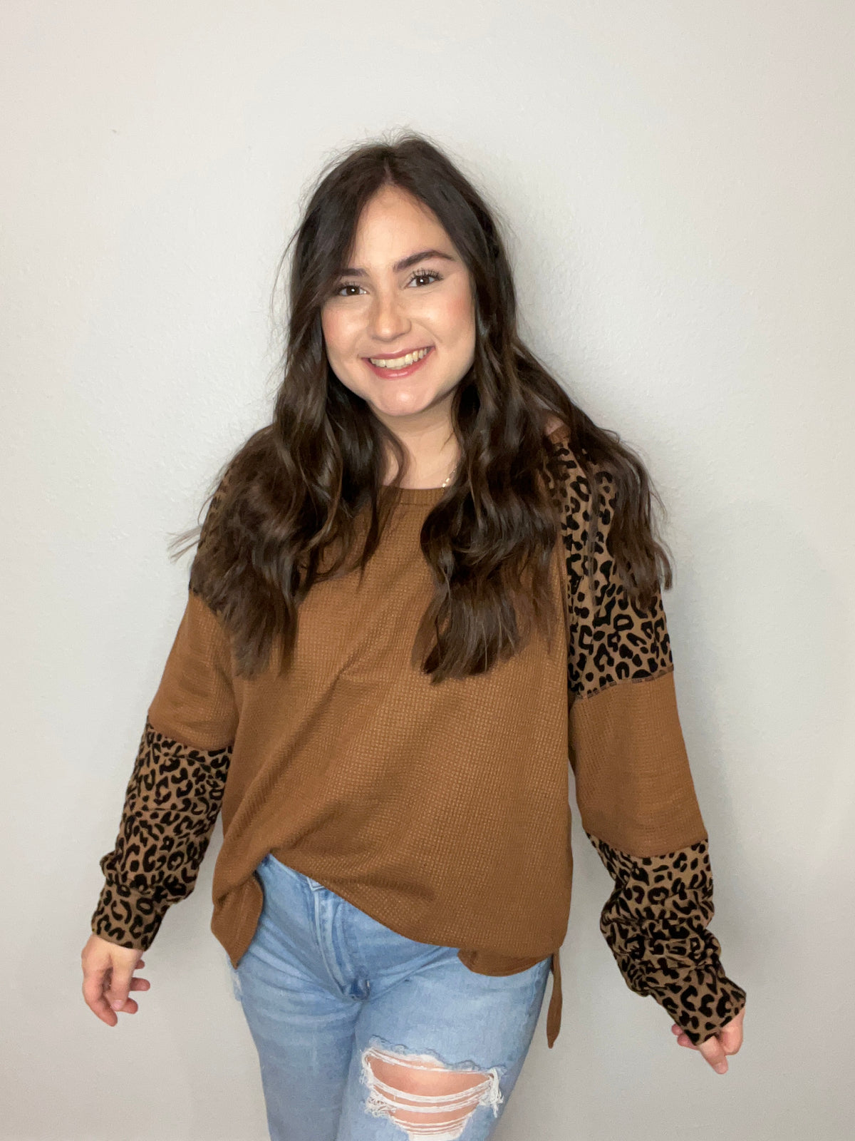 Thermal Leopard Sleeve Top