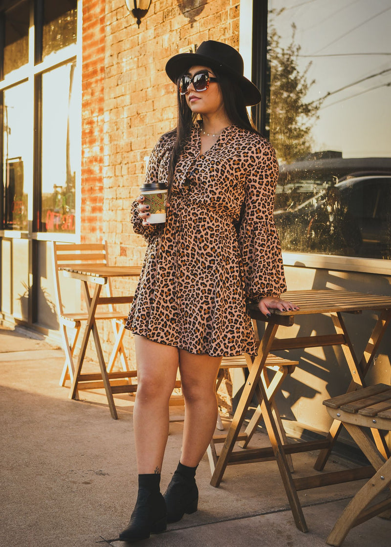 Long Sleeve Leopard Print Dress