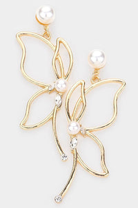 Pearl Accented Butterfly Earrings