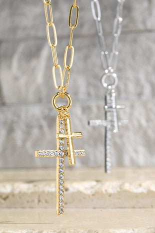 Double Cross Rhinestone Pendant