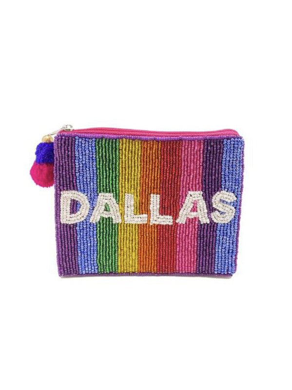 Dallas Rainbow Beaded Coin Purse