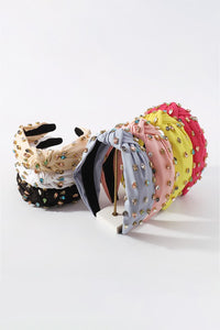 Topknot Headband with Colorful Large Rhinestone