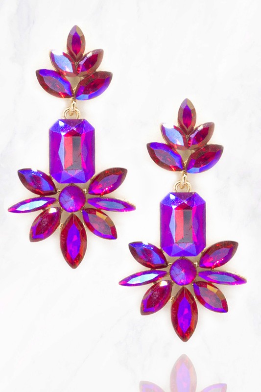 Drop Flower Stone Earrings