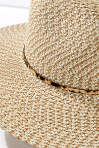 Woven with Animal Print Band Panama Hat