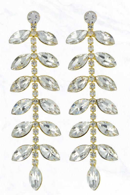 Rhinestone Leaf Shape Earrings