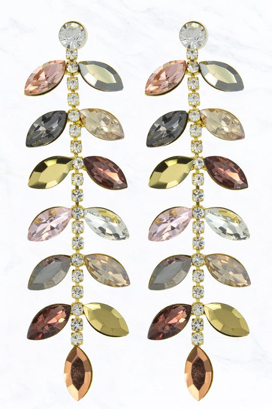 Rhinestone Leaf Shape Earrings