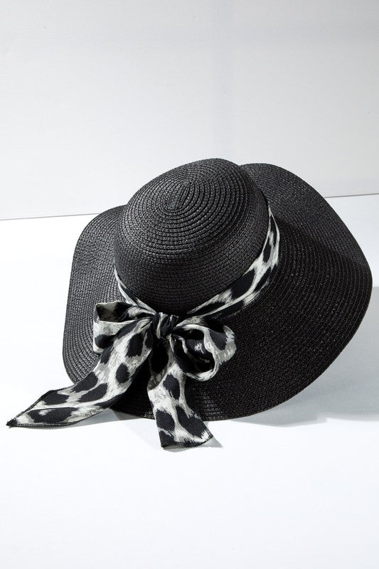 Leopard Print Bow Sun Hat