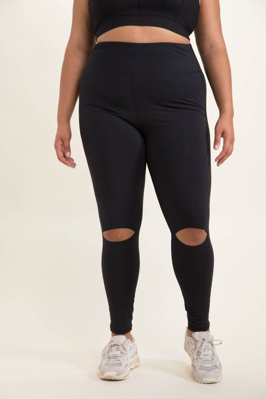 High Waisted Knee Cut Out Leggings