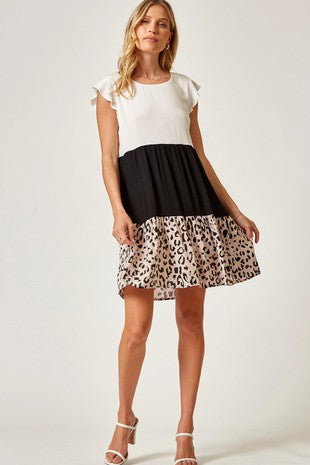 Color Block Leopard Dress