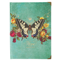 Teal Hope Butterfly Hardcover Journal - Isaiah 40:31