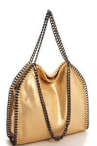 Chained Faux Leather Purse