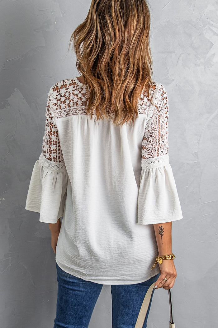 Lace Flare Sleeve Blouse