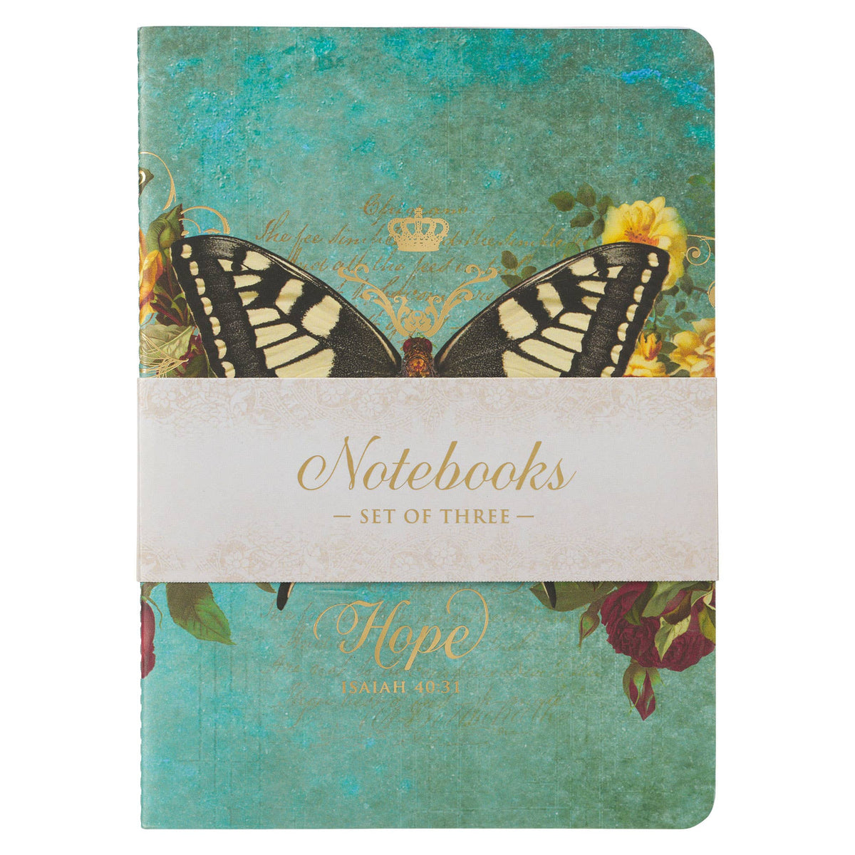 Hope Grace and Be Still Secret Garden Butterfly Notebook Set