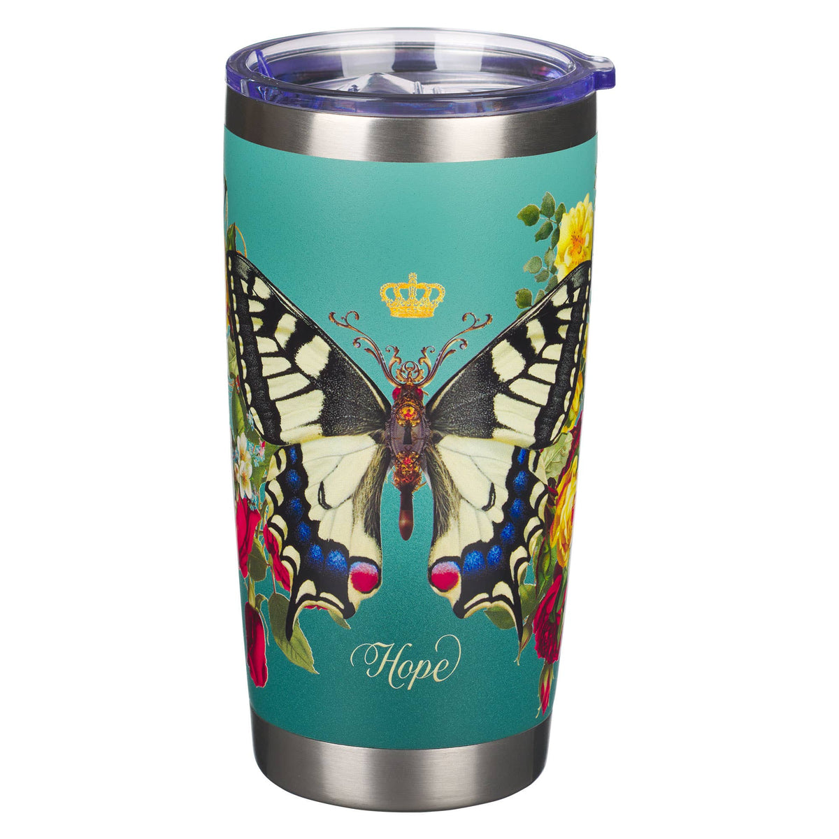 Teal Hope Butterfly Stainless Steel Tumbler - Isaiah 40:31