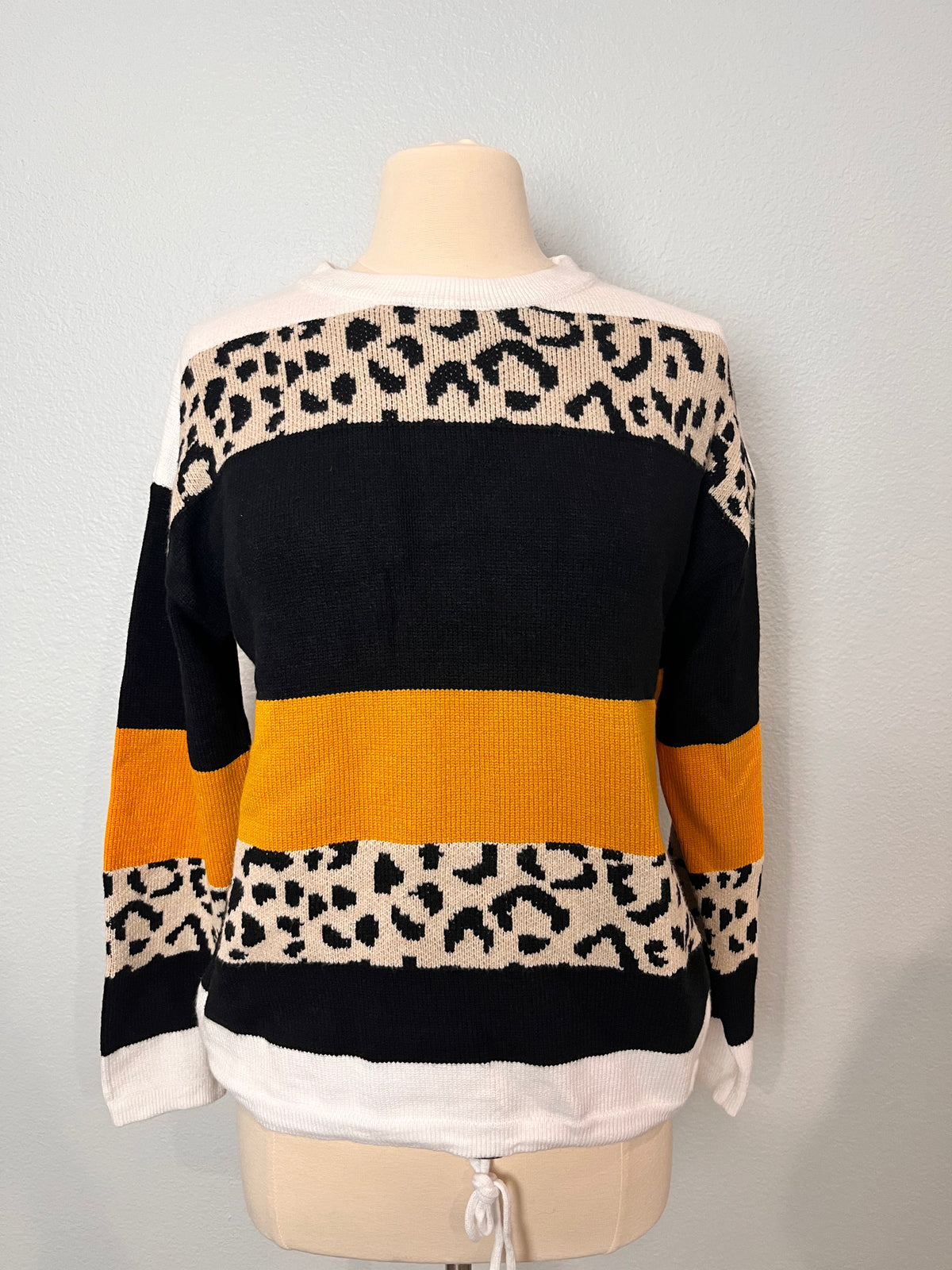 Crewneck Leopard Color Block Sweater