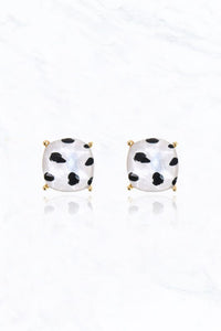 Dalmatian Cheetah Print Cushion Cut Post Earrings