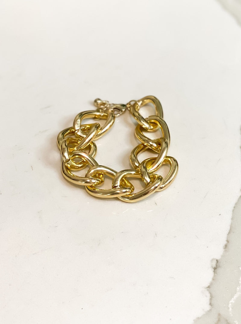 Chunky Gold Bracelet With Link Design