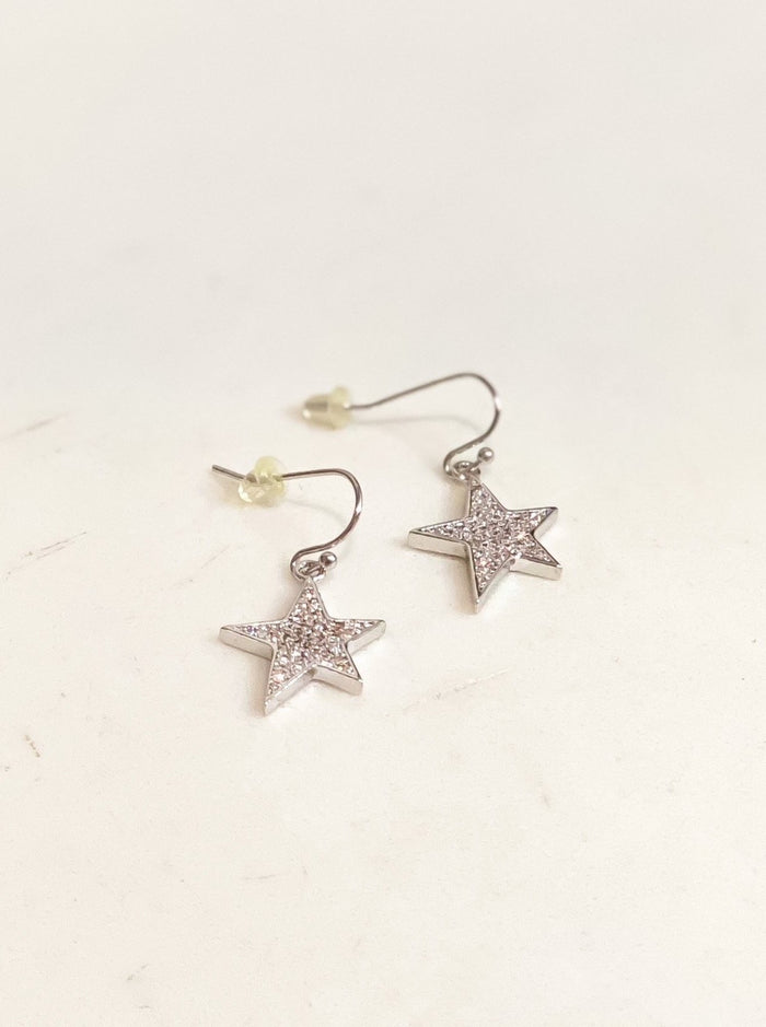 Silver Glitter Star Earrings