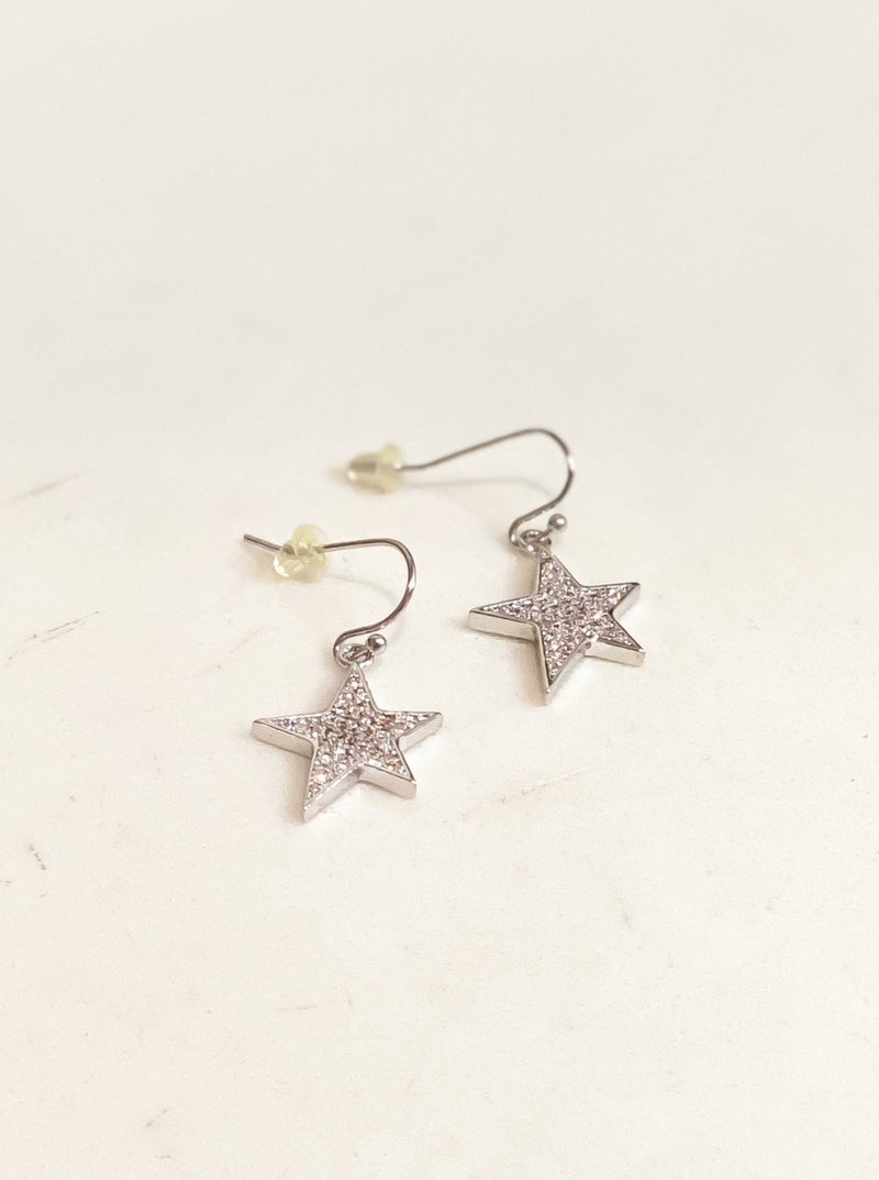 Silver Glitter Star Earrings