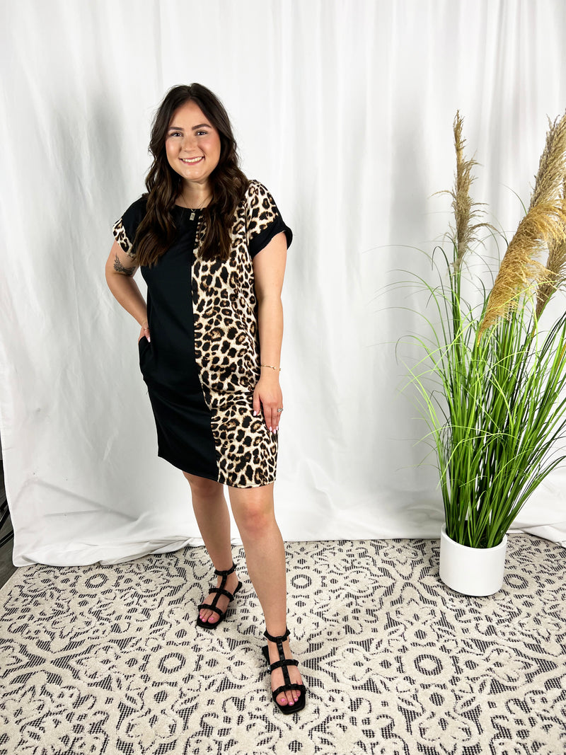 French Terry Leopard Dress
