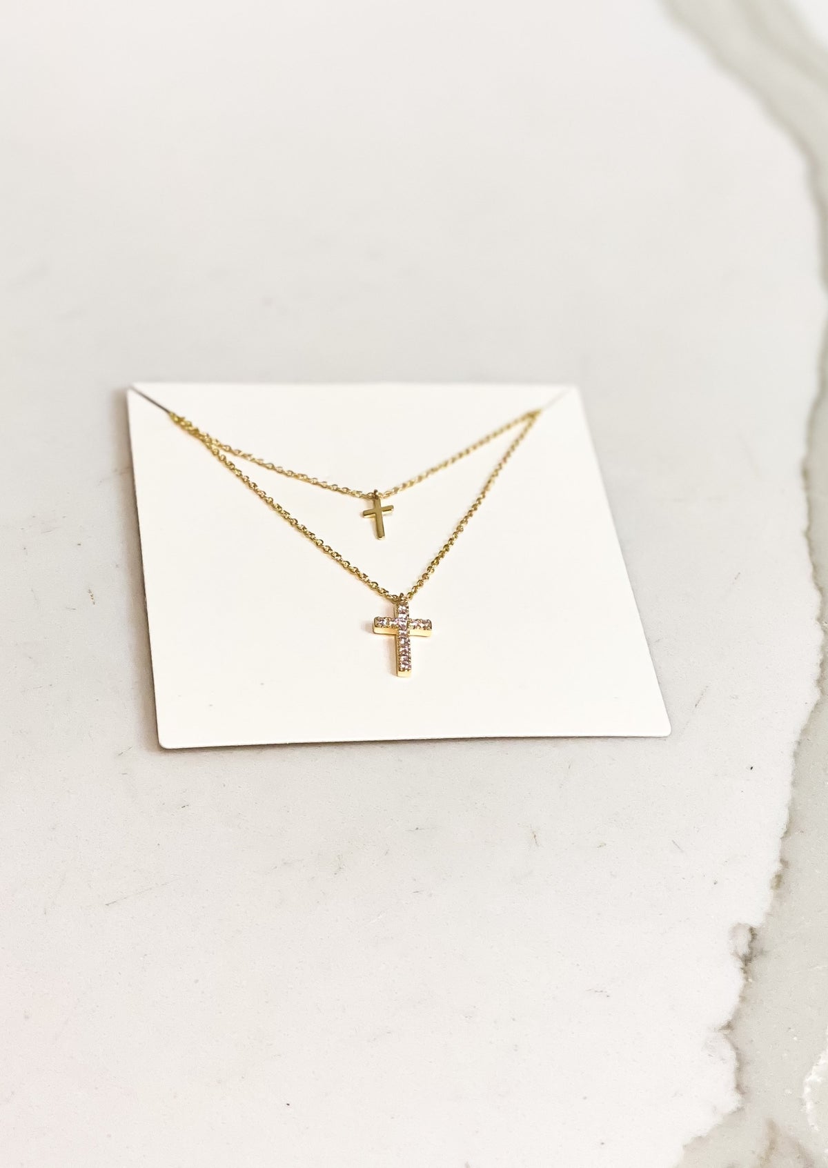Gold Cross Layered Necklace