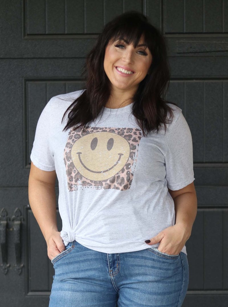 Leopard Smiley Face T-Shirt