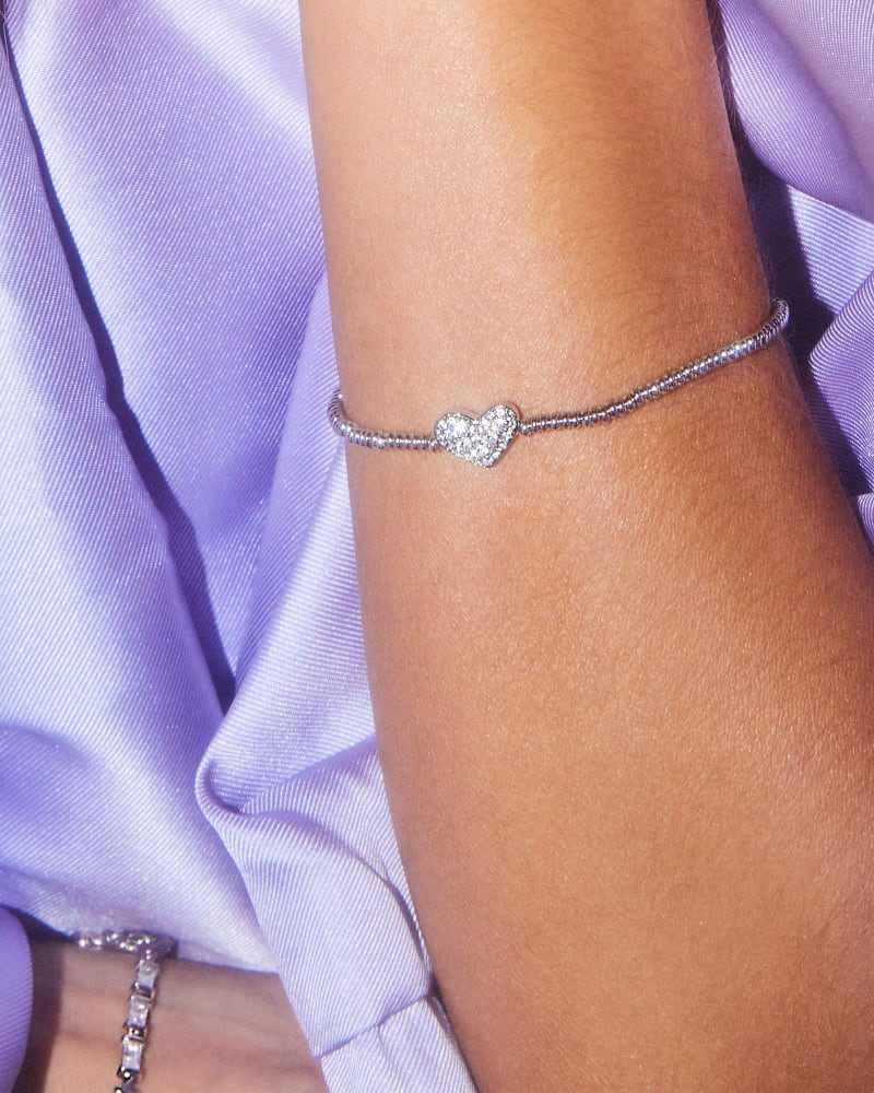 Ari Pave Crystal Heart Stretch Bracelet