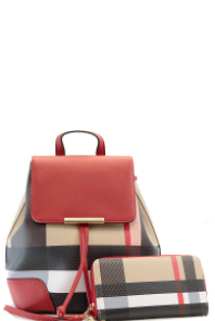 Red Color Block Backpack