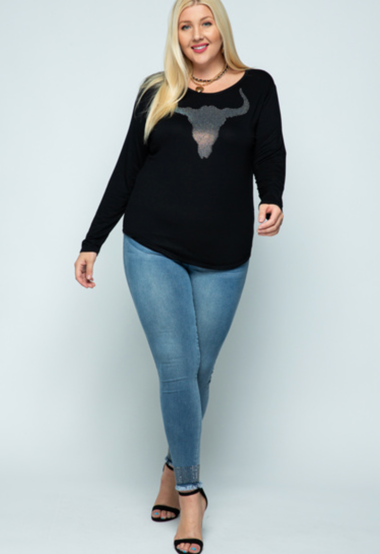 Bull Head Plus Size Long Sleeve Top