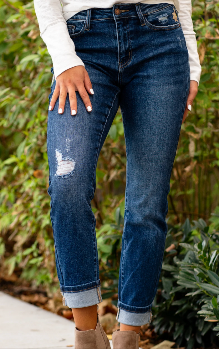 High Rise Embroidered Jeans