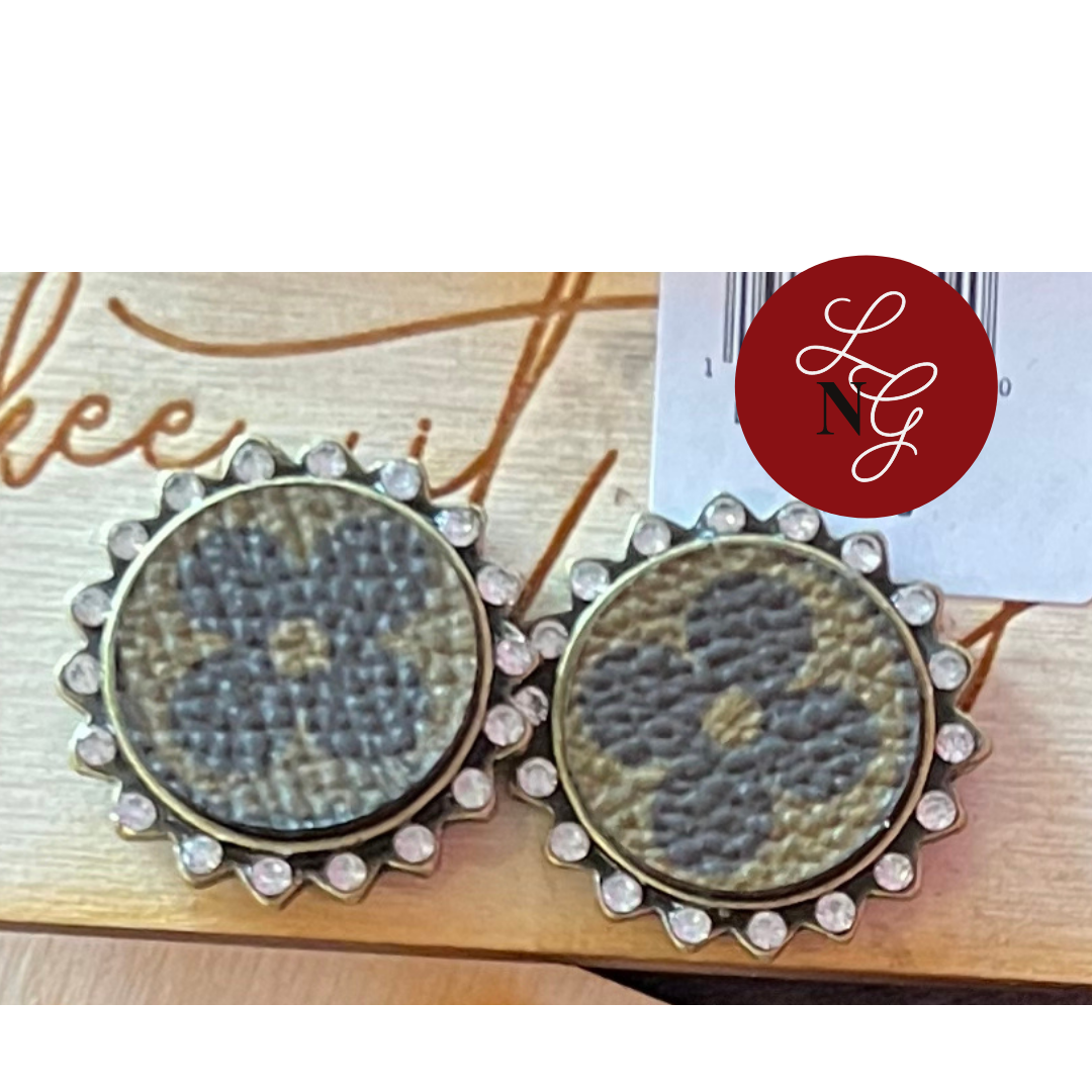 Upcycled Bling Stud Earrings