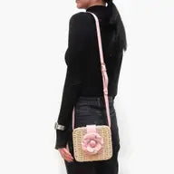 Straw Top Handle & Chain Crossbody Purse