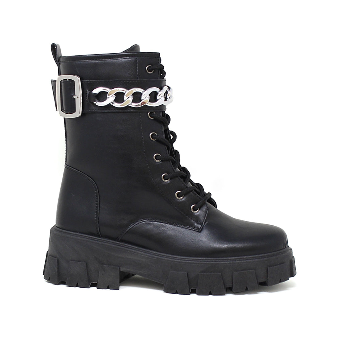 Black Chained Combat Boot