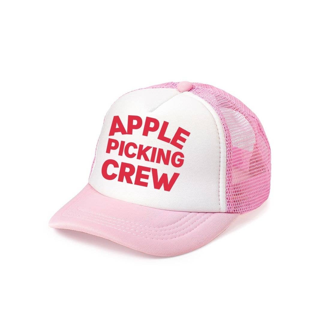 Apple Picking Crew Trucker Hat - Pink/White - Kids Fall Hat