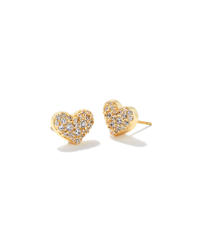 Ari Pave Crystal Heart Earrings