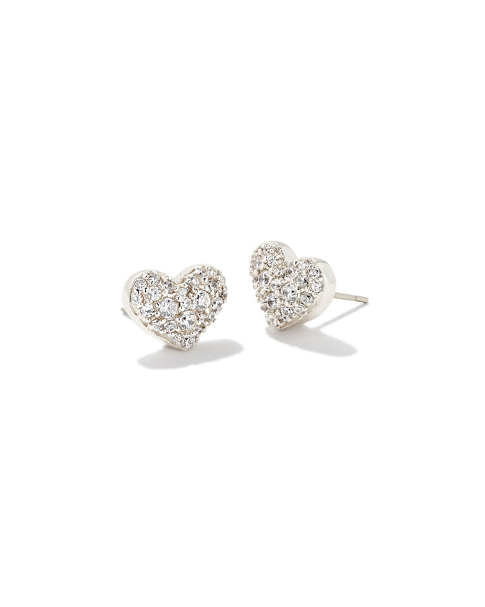 Ari Pave Crystal Heart Earrings