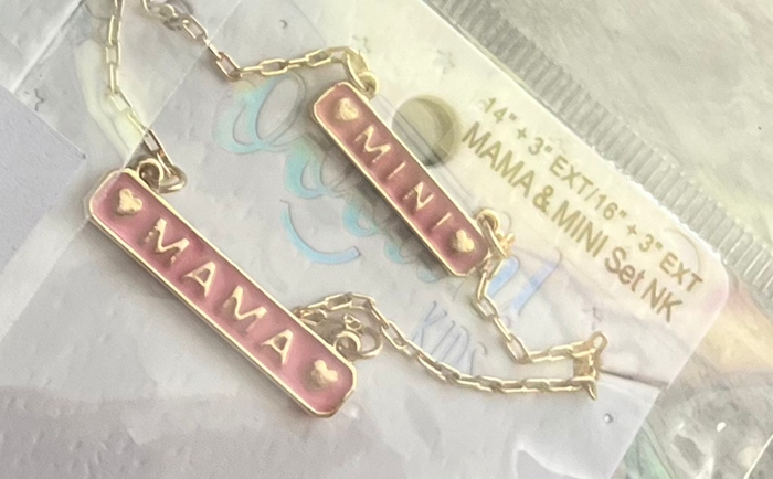 Enamel Mama and Mini Necklace Set